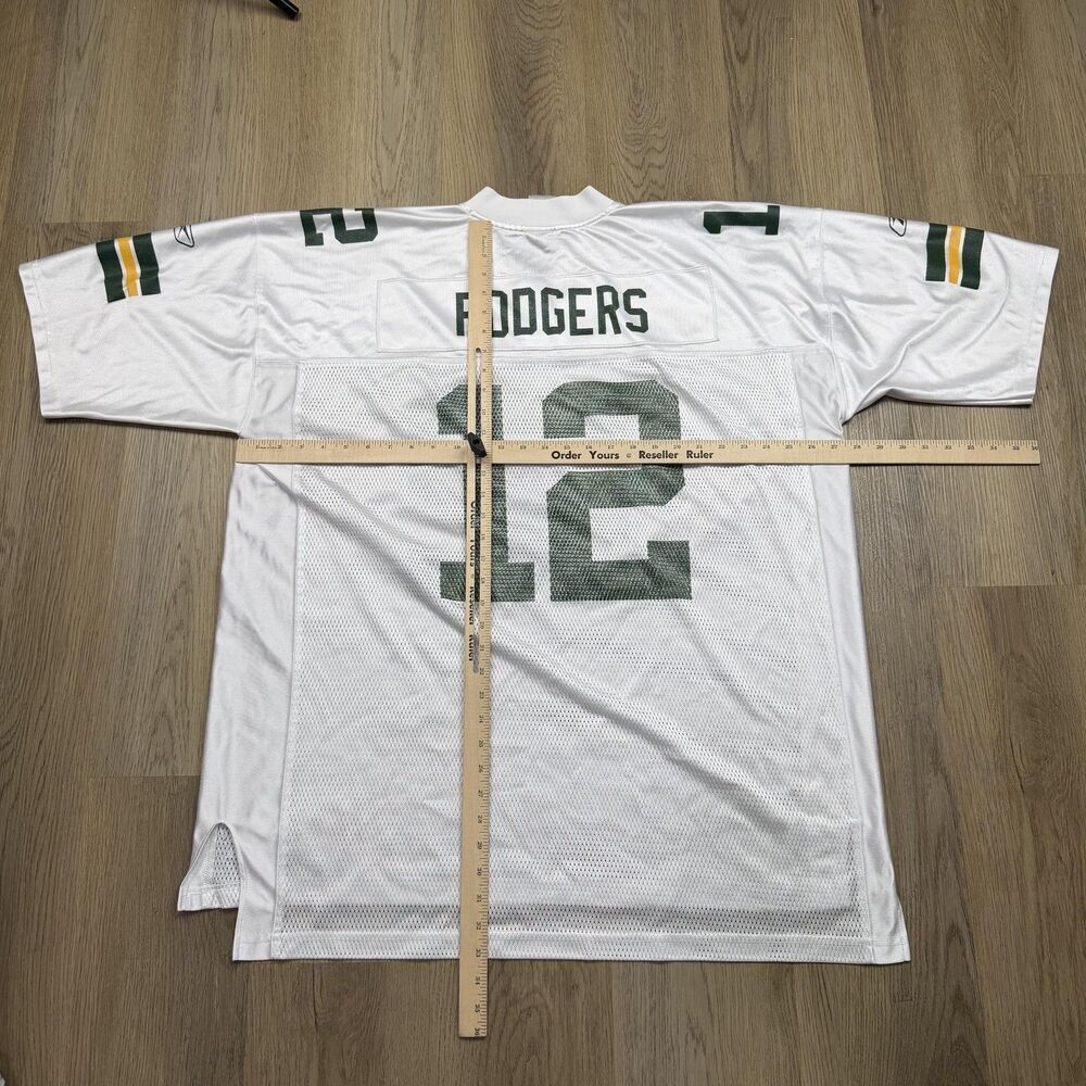 Green Bay Packers Jersey Mens 2XL White Away NFL Football Reebok Aaron Rodgers - Picture 8 of 11